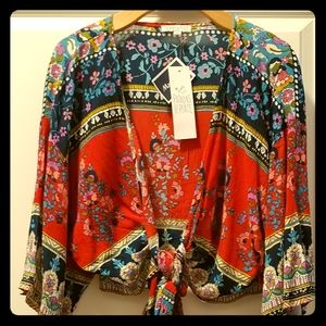 Boho cropped tie top